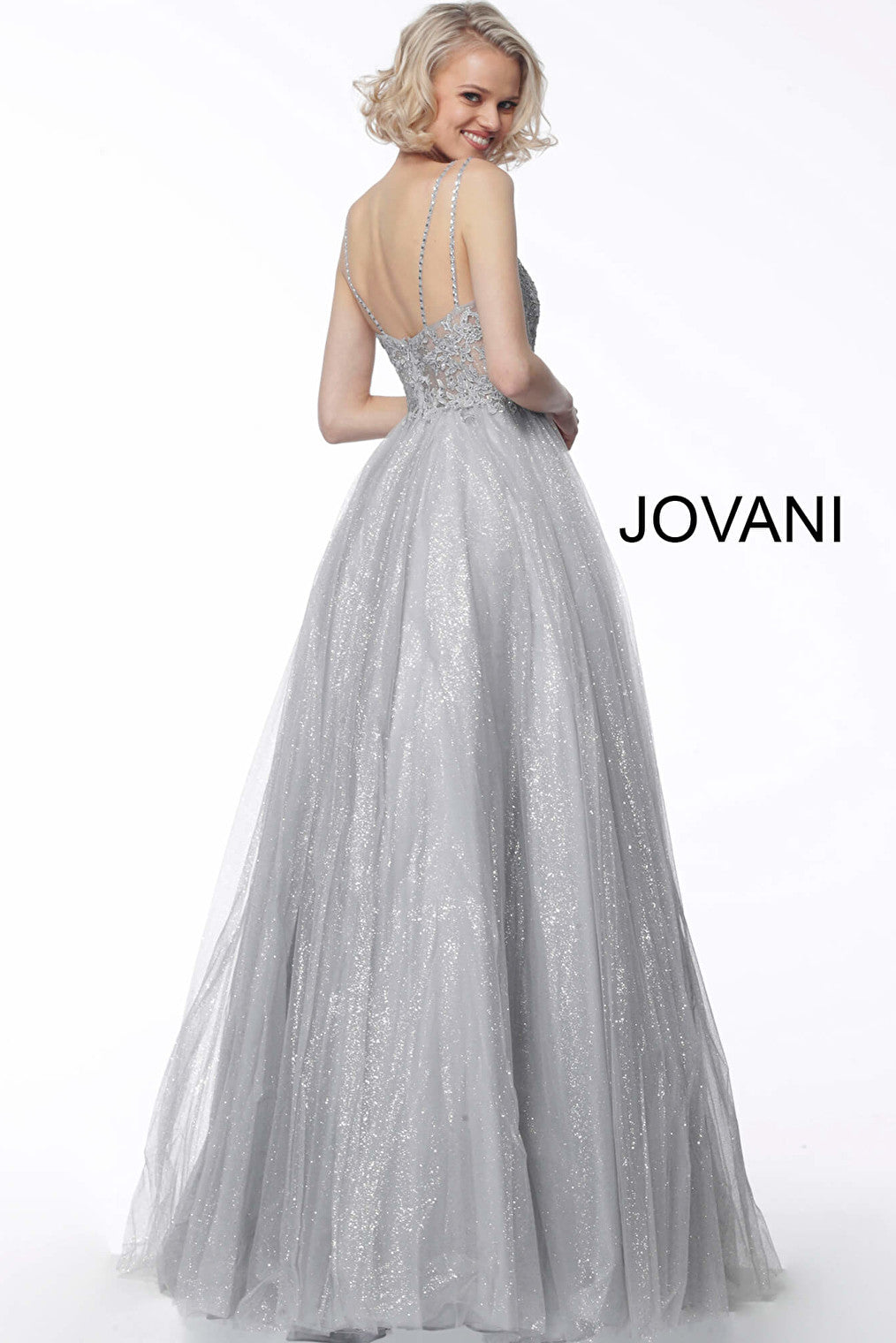 Jovan silver embellished evening ballgown 67051
