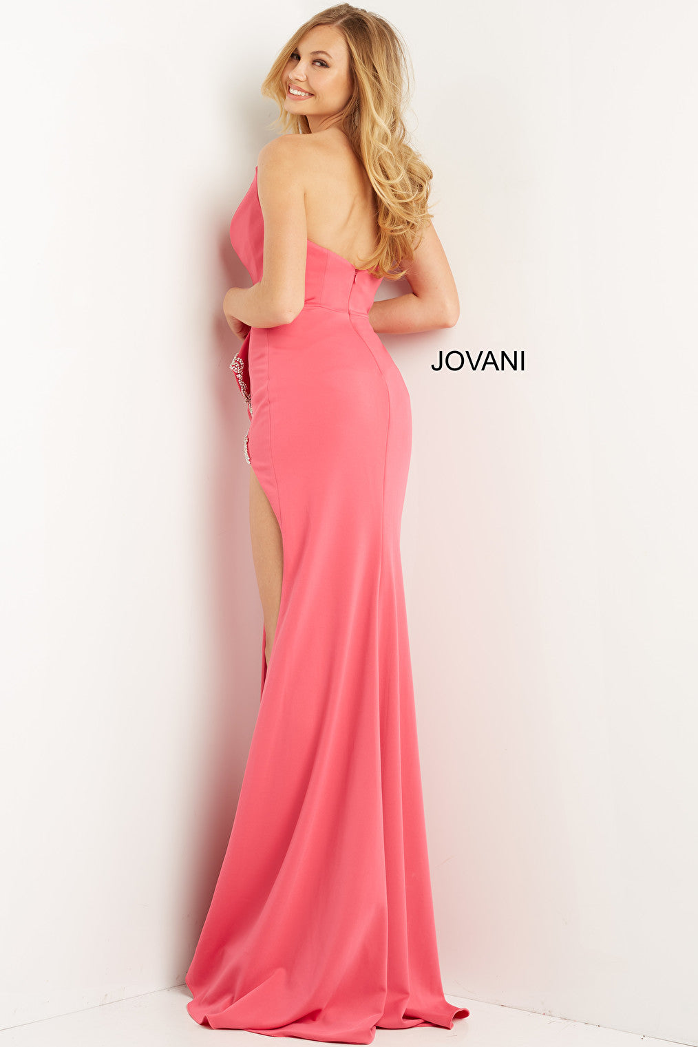 Body hugging hot pink Jovani prom dress 07323