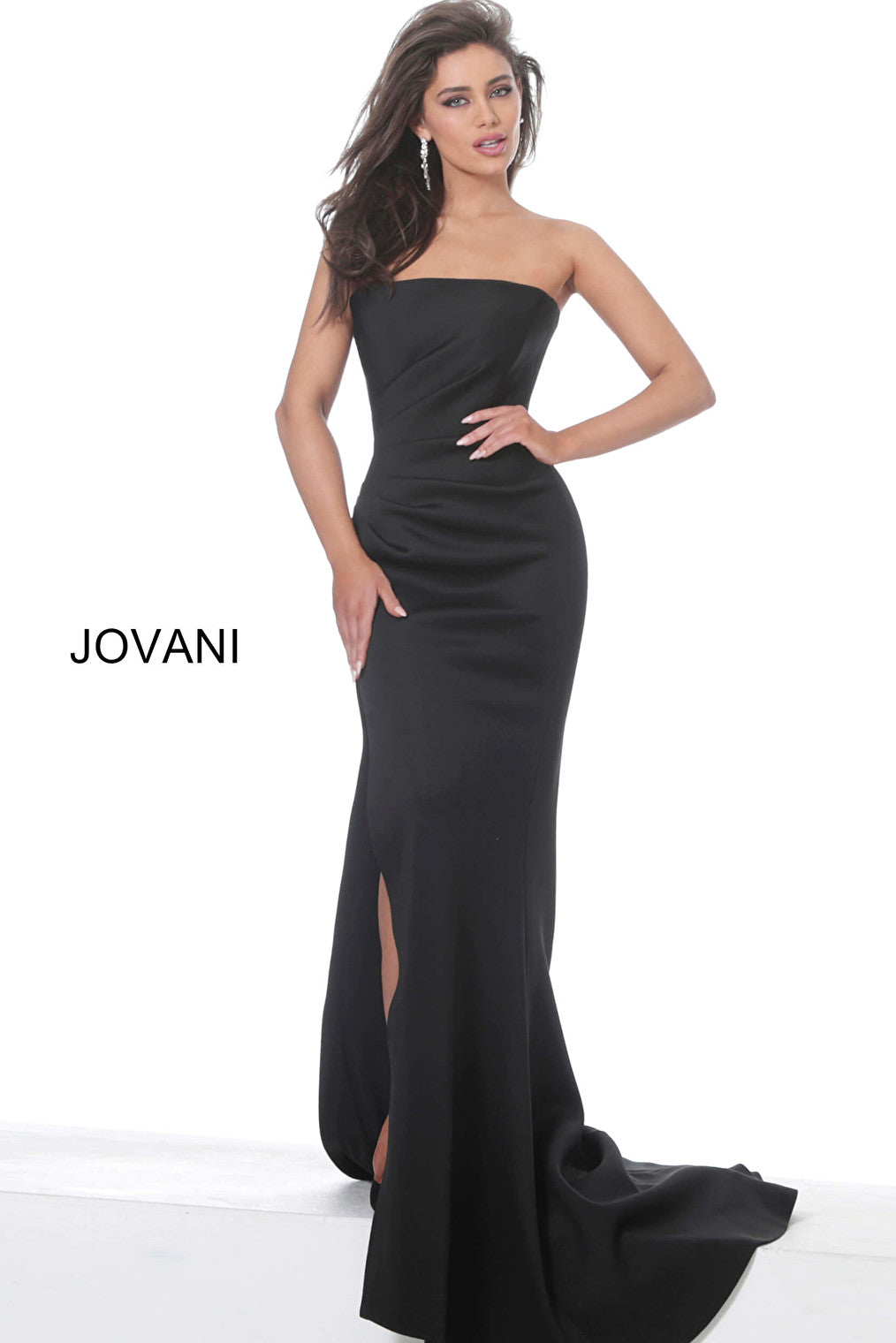 Black strapless evening dress Jovani 94366