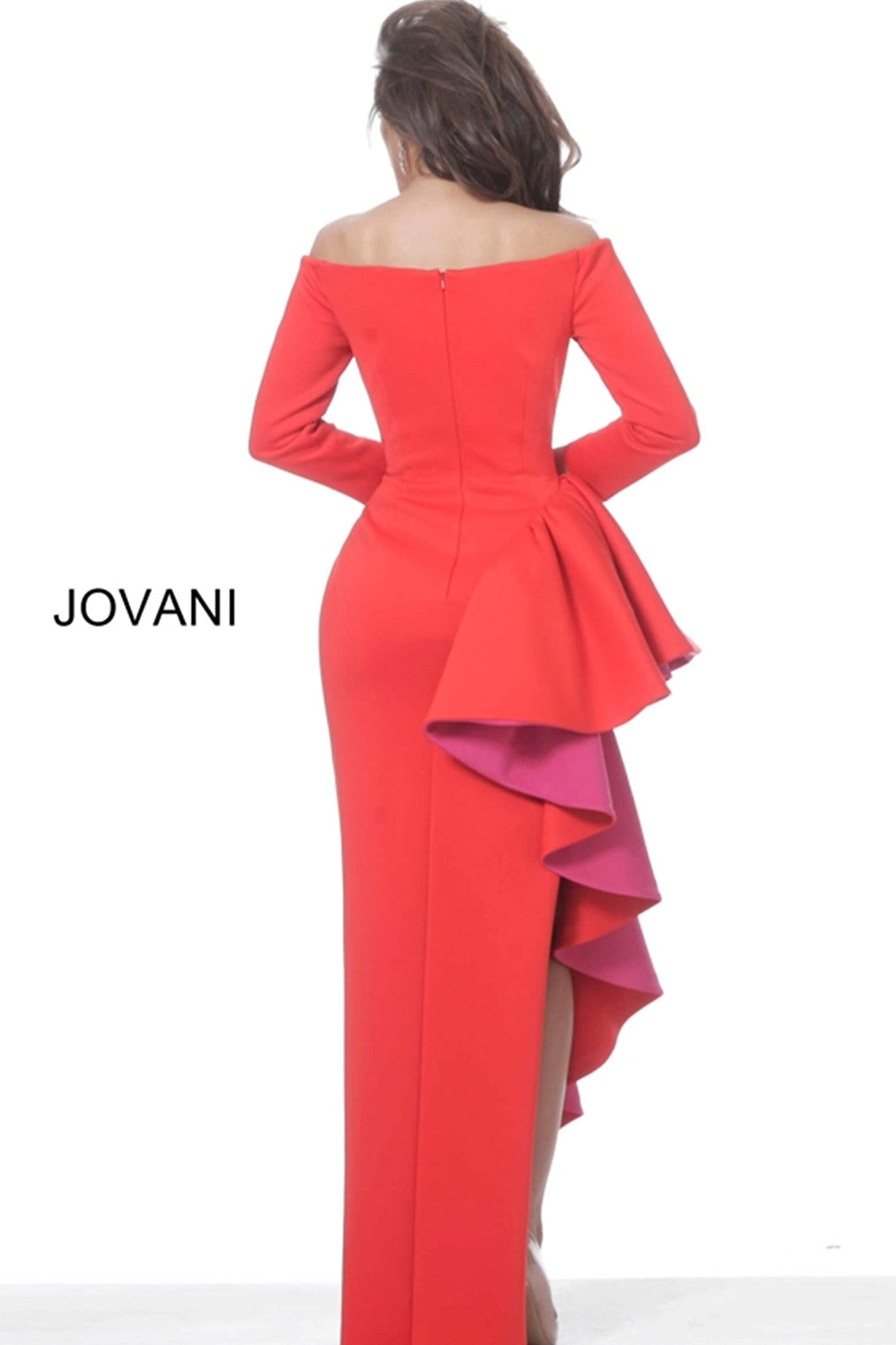 Red scuba evening dress Jovani 00574
