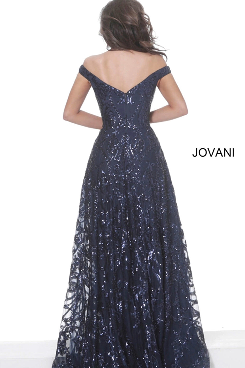 Navy maxi embellished Jovani dress 02932