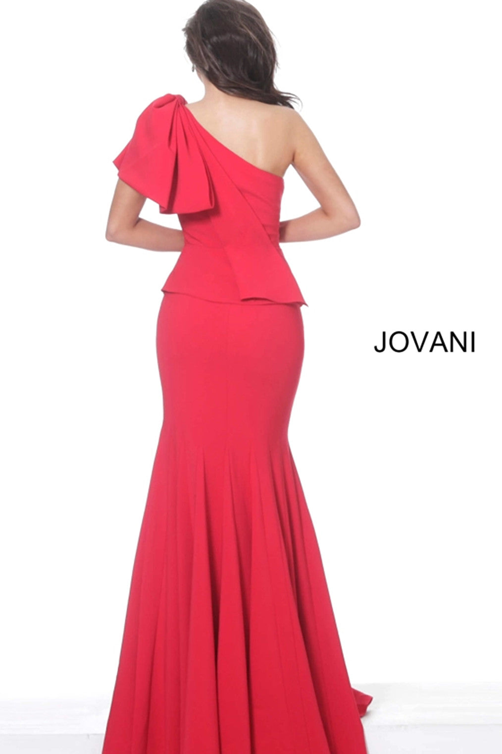 Red mermaid evening dress Jovani 03856