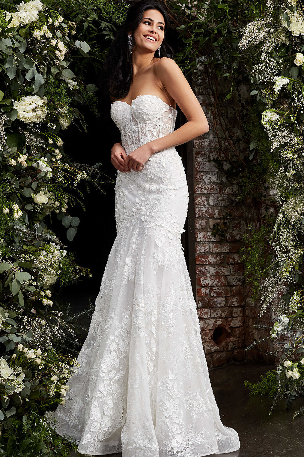 Heavy lace off white bridal dress Jovani JB02836
