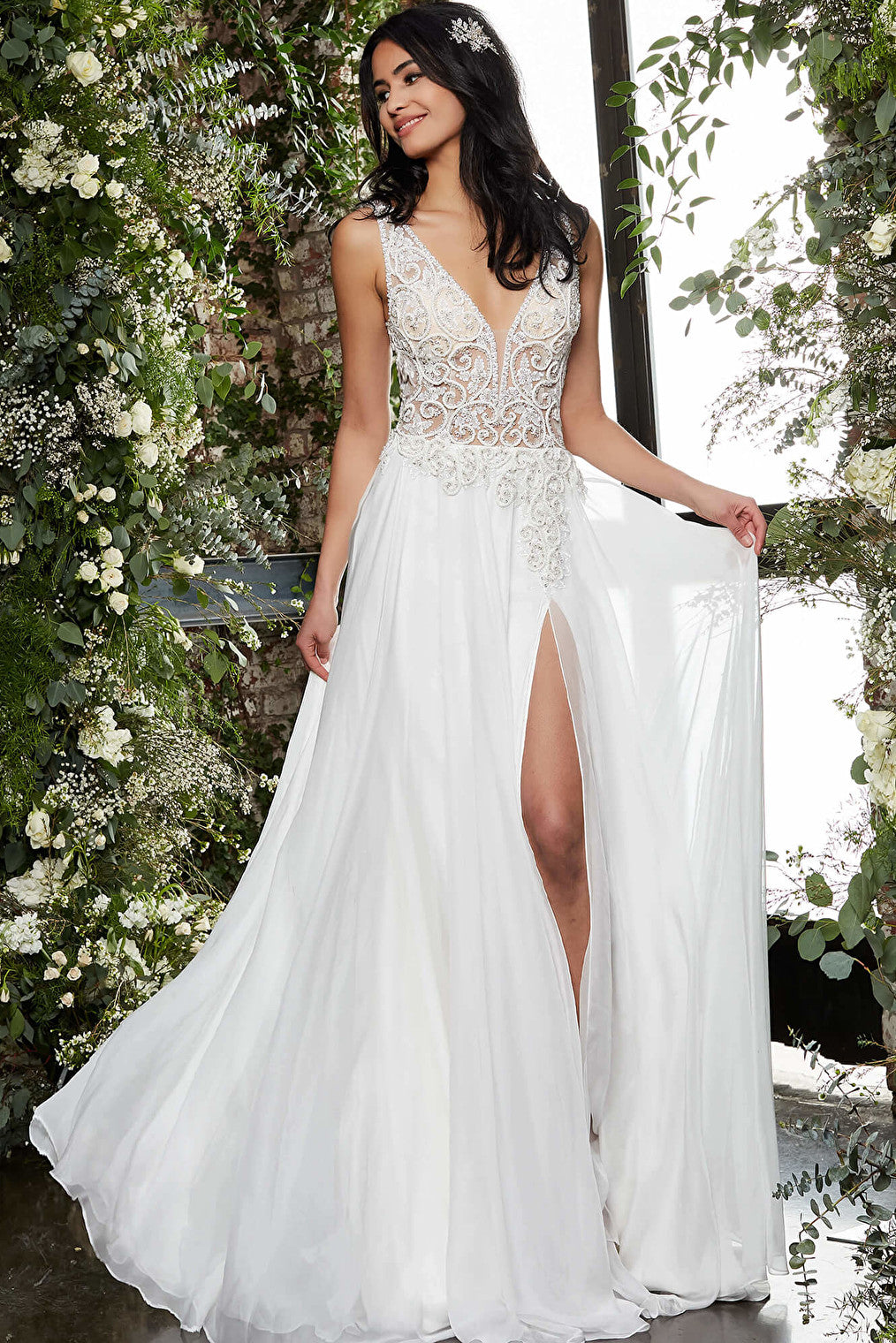 Off white embellished bodice Jovani bridal dress JB06795