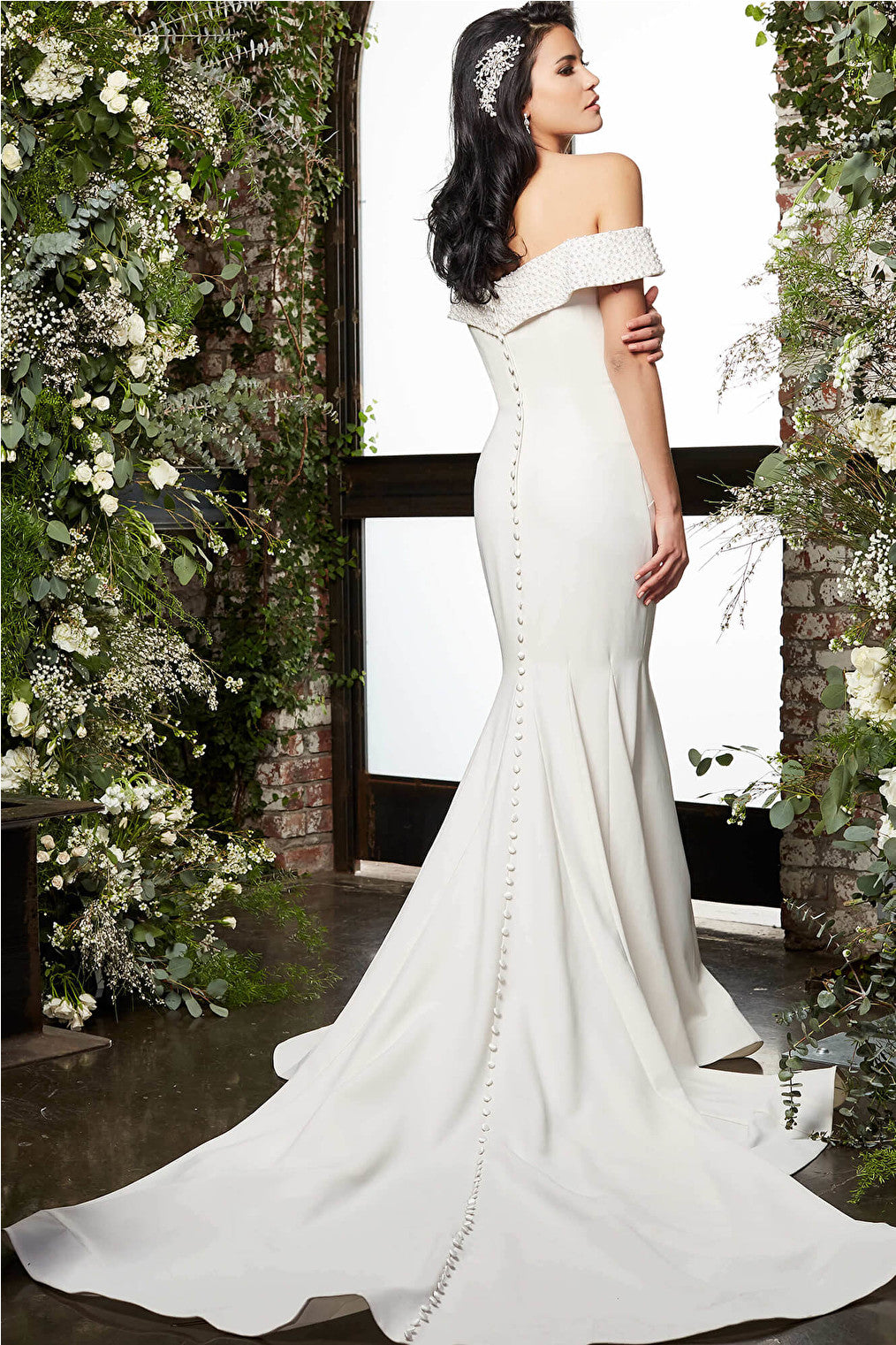 Cathedral train ivory bridal gown JB07135