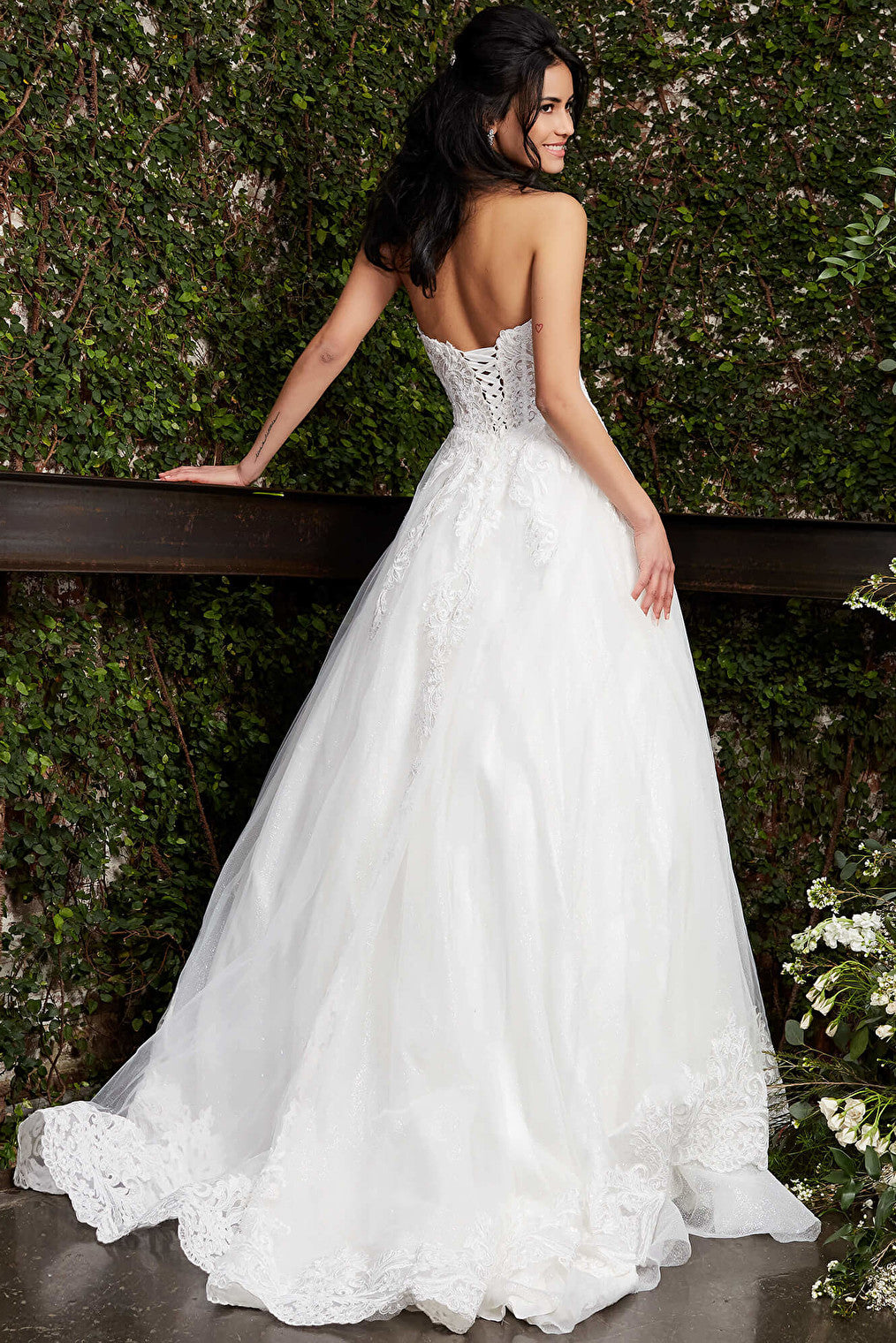 off white strapless Jovani bridal ballgown JB07265