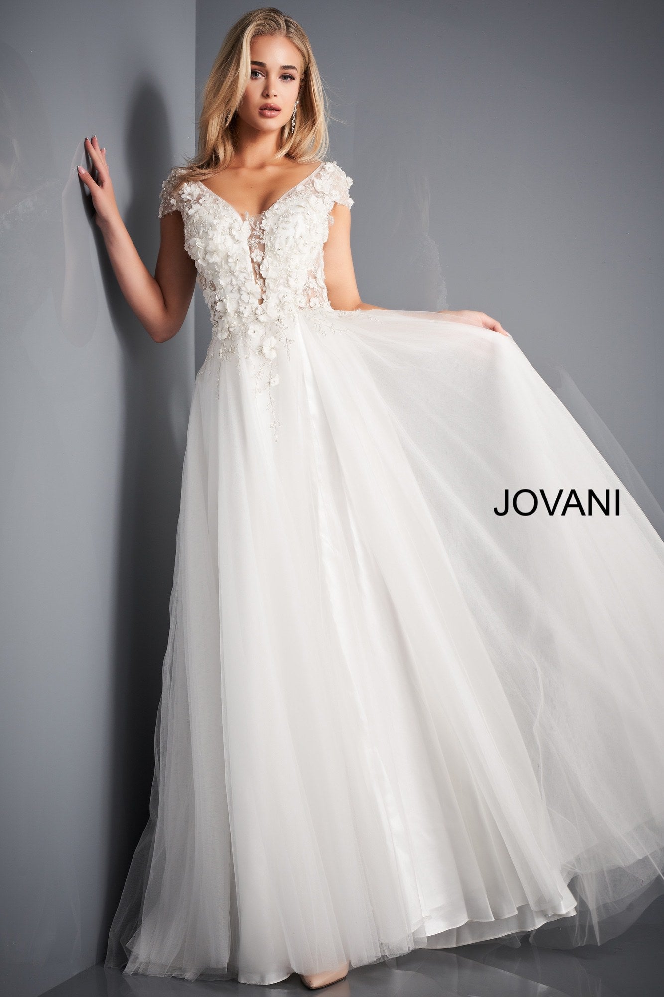 JB64168 Ivory Floral Bodice bridal gown