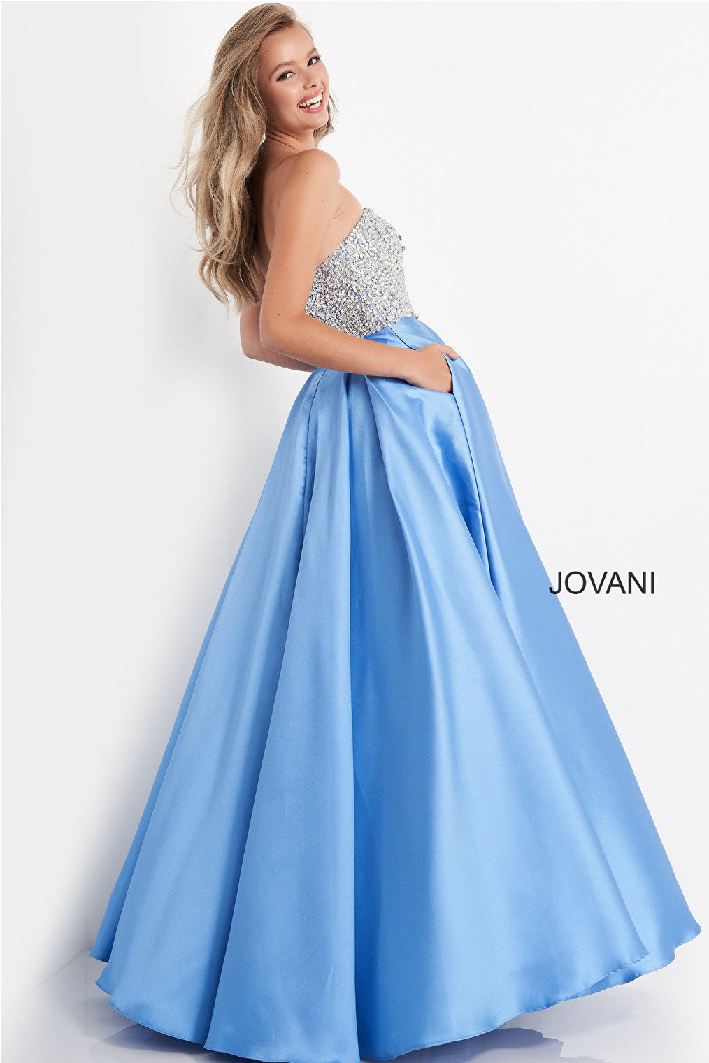 blue prom ballgown K66689