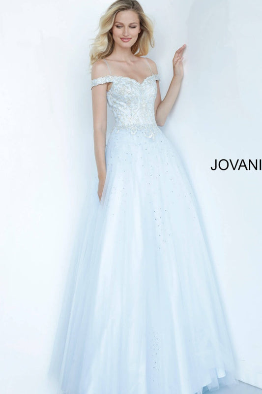 K66721 Pale Blue Embellished Bodice Girls Gown
