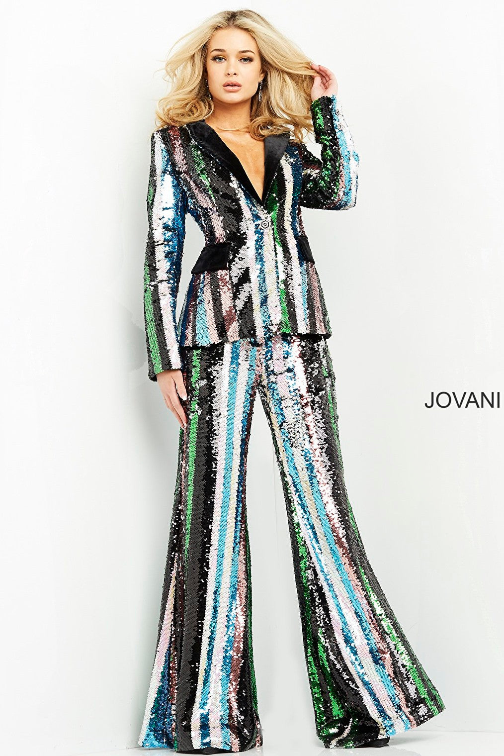 Velvet lapel Jovani ready to wear pant suit M02942