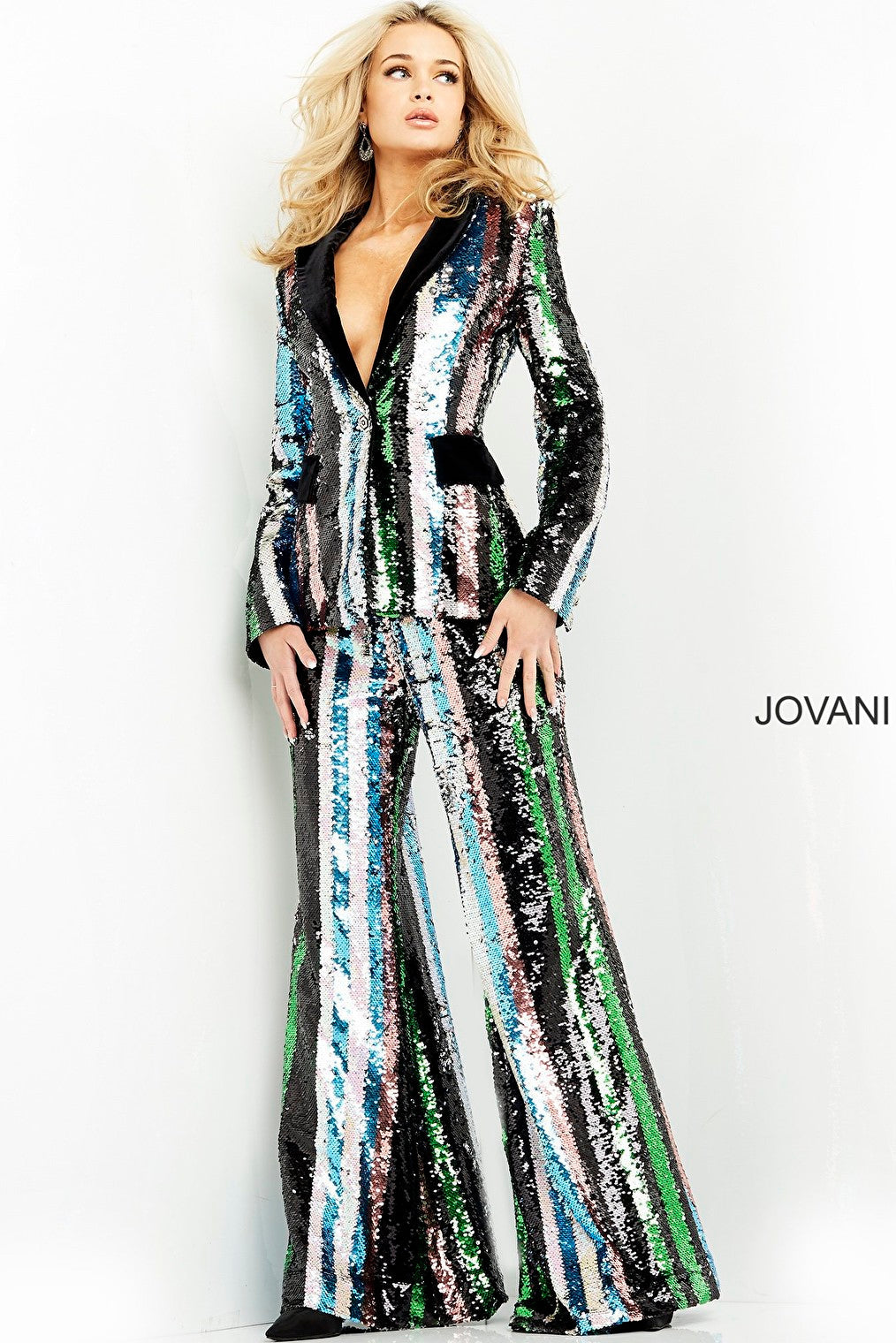 Multi striped Jovani pant suit M02942