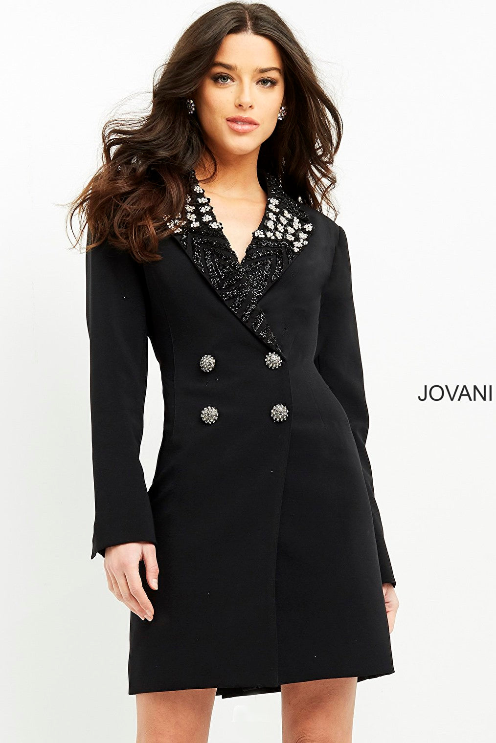 Embellished collar lapel Jovani contemporary blazer M03416