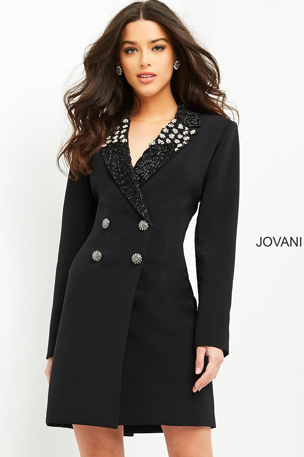Black double breasted contemporary blazer dress M03416