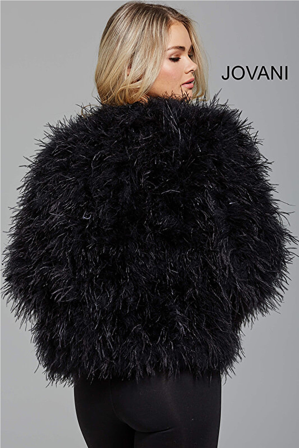 Jovani black feather on-trend jacket M63366