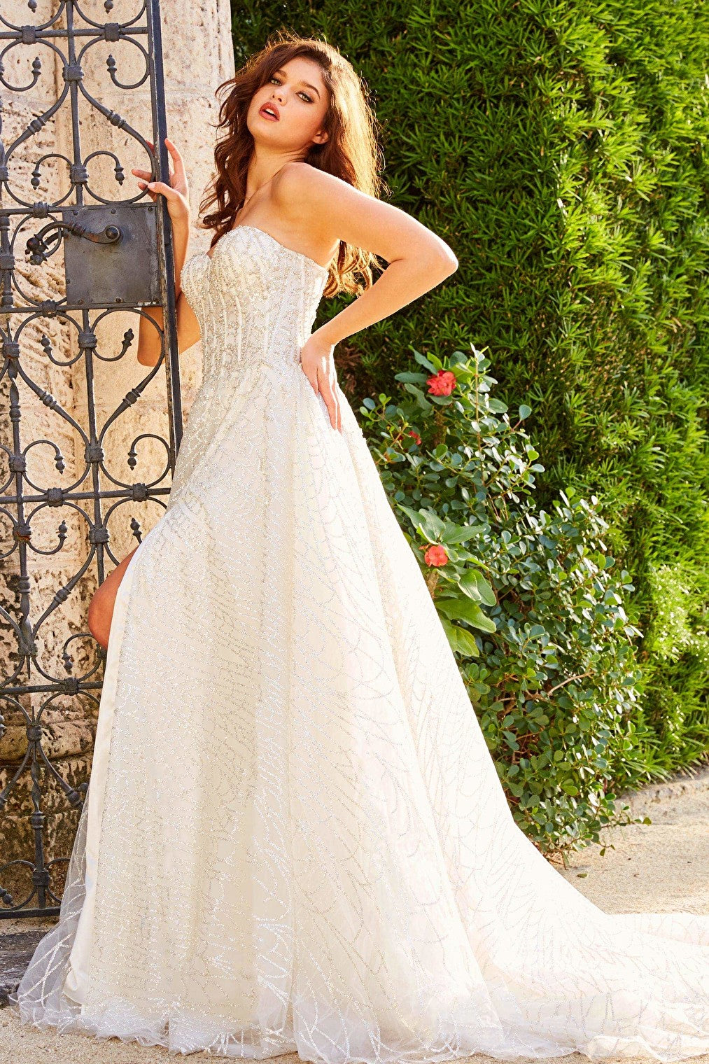 ivory A line wedding dress JB07578